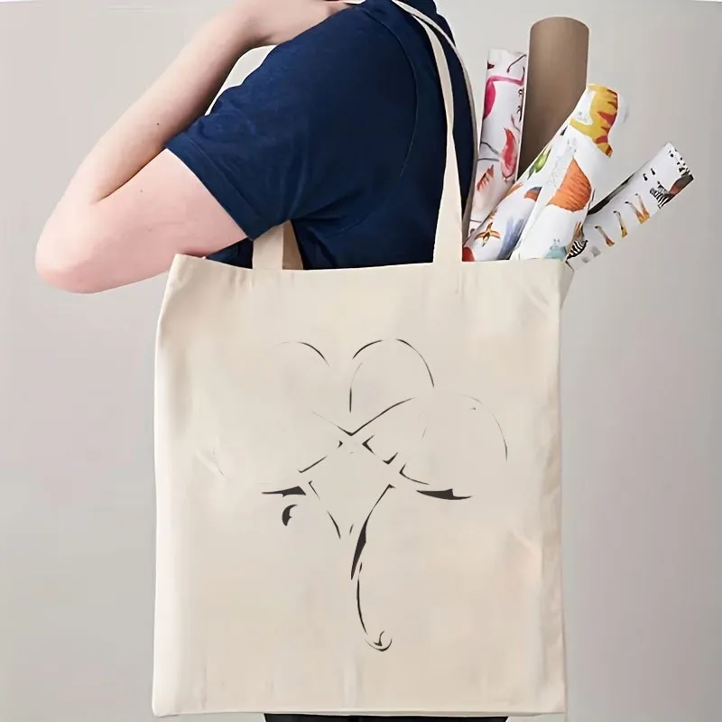 1 Printed Canvas Bag Eternal Heart Symbol Unisex Breathable Trucker Driver Portable White Crossbody Bag with Closure. Suitable f