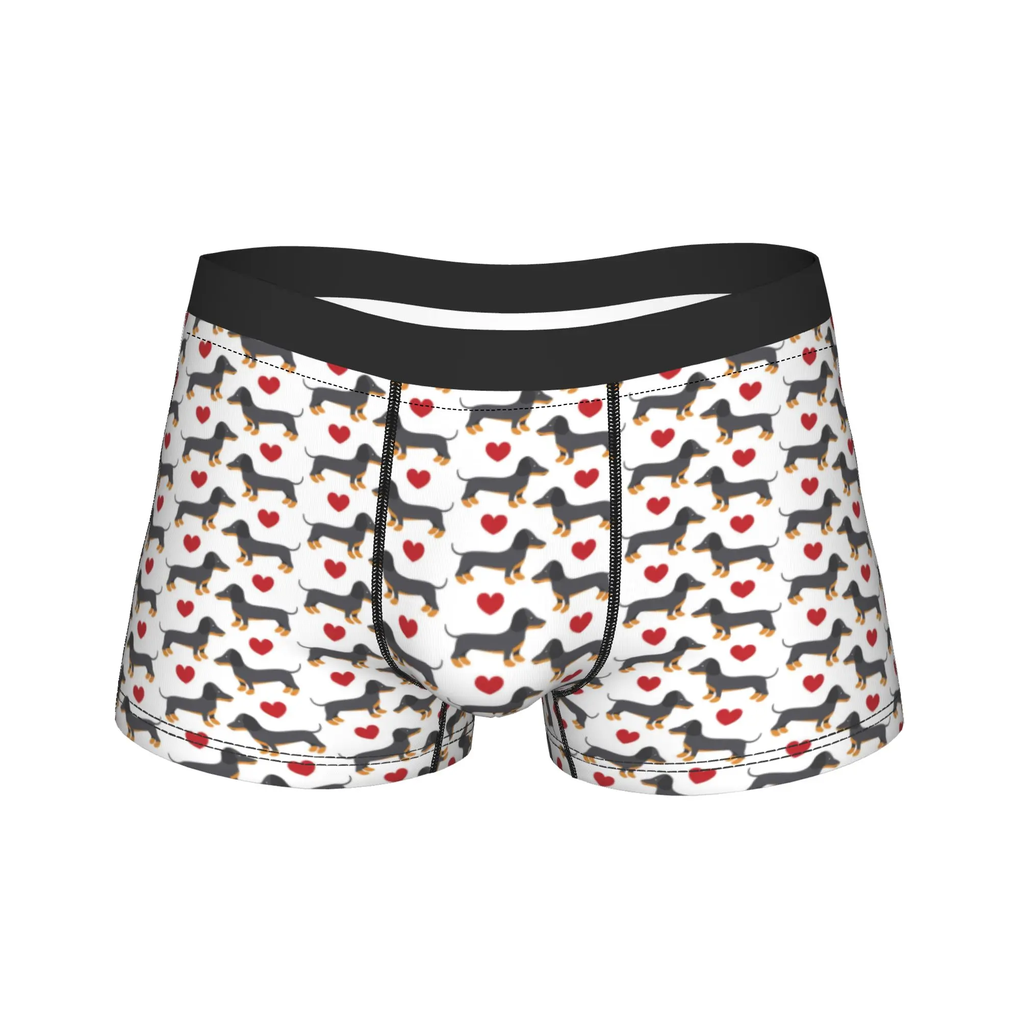 Dachshund Heart Animal Print Underwear  Breathable Panties Pattern Shorts Briefs For Males Pouch Plus Size Trunk