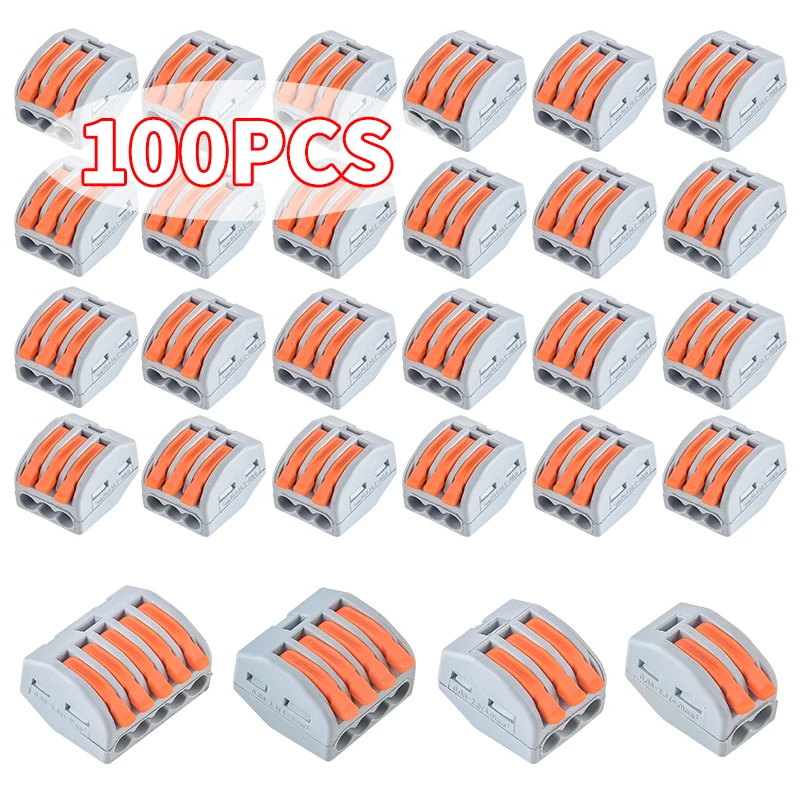 JINH 100Pcs Screwless Compact Wire Terminal Quick Connectors CMK41 Push in Splicing Type for Electrical 2/3/4/5 Holes