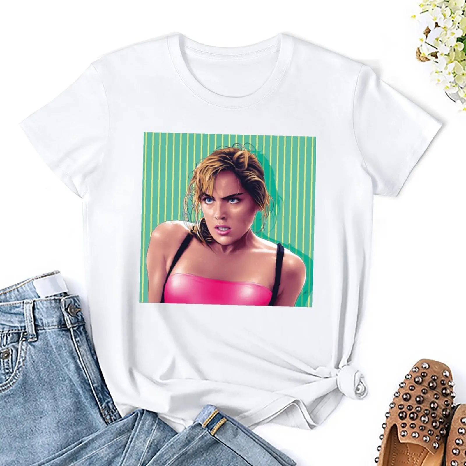 Fresh Sharon Stone Classic For Sale T-shirt  Campaign Top Tee Vintage Casual Aactivity Competition