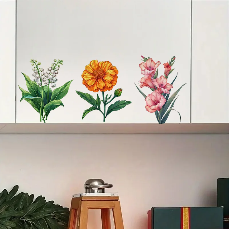 1pc Beautiful Flower Sticker, Water-proof Home Wall Decal, Used for Wall, Bathroom, Cabinet, Door,Toilet, Car, Laptop