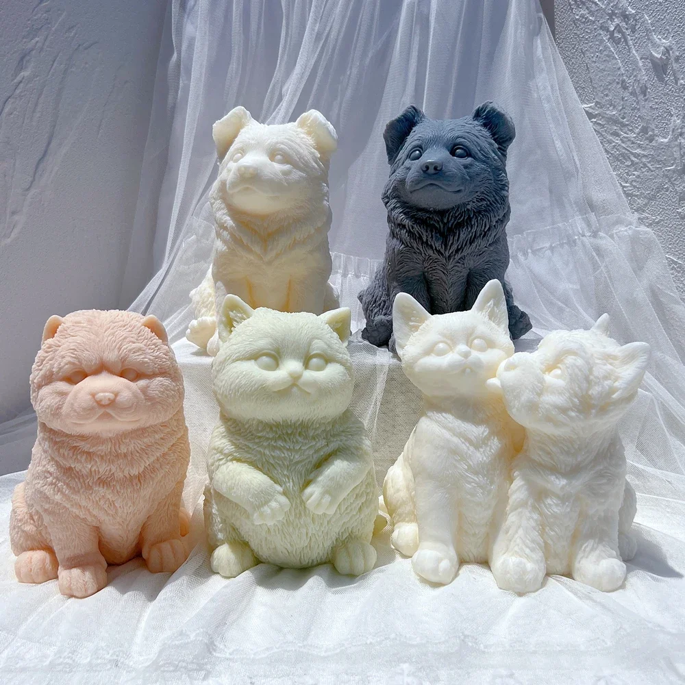 

Different Breeds Puppy Candle Mold Animal Puppies Soy Wax Silicone Mould Cat Dog Lover Home Decor