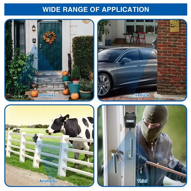 TOP RATED○▽Solar Driveway Alarms Wireless Motion Sensors & Detectors Greeters Reversing Alarms Home Security Systems EU Plug A