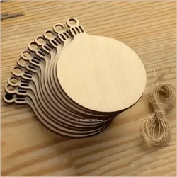 10-50pcs DIY Wooden Christmas Balls Decoration Round Craft Baubles Tags Hanging Ornament for Christmas New Year Pendant Decor