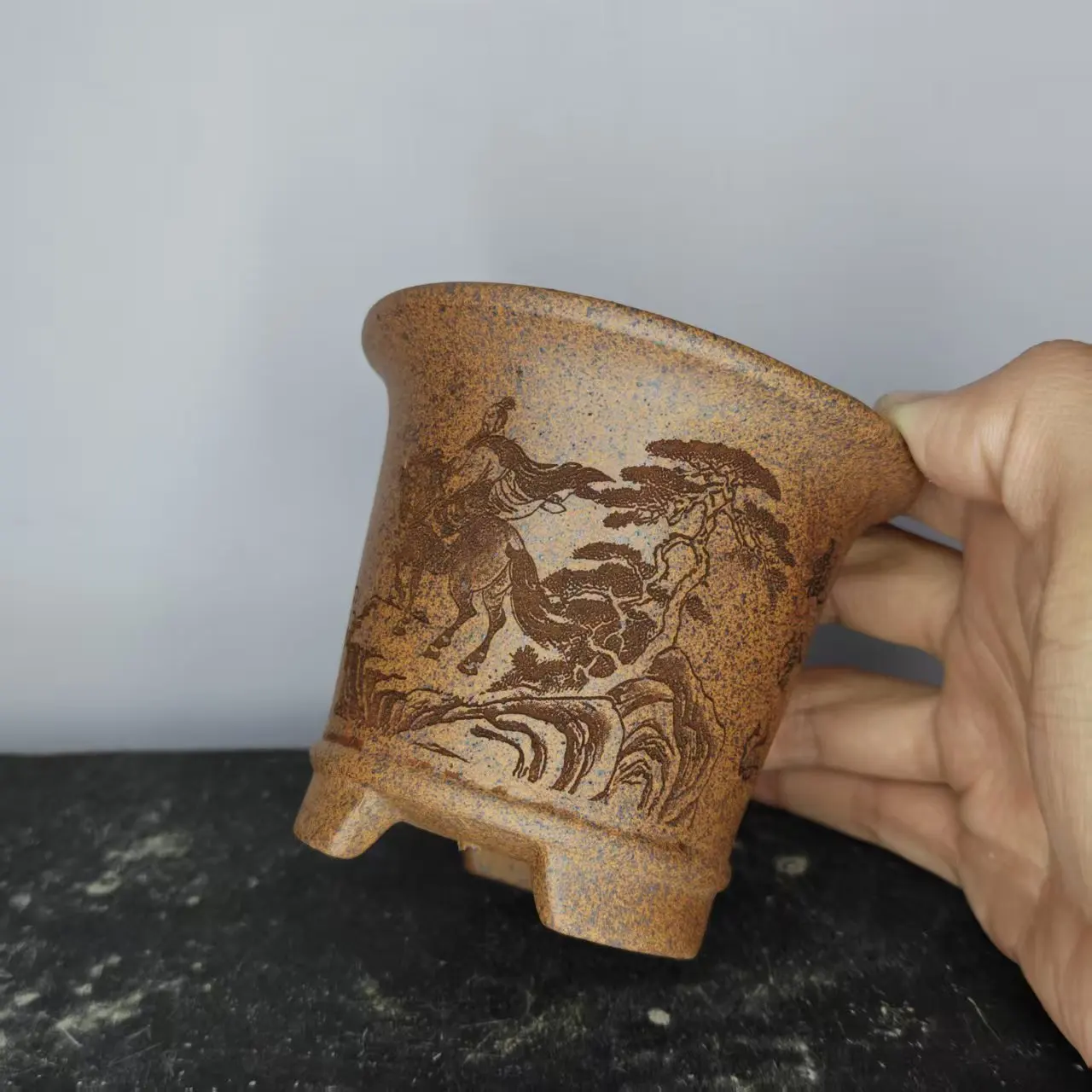 2026 New Desgin Handmade Yixing Gold Clay Unglazed Handcraved Pot
