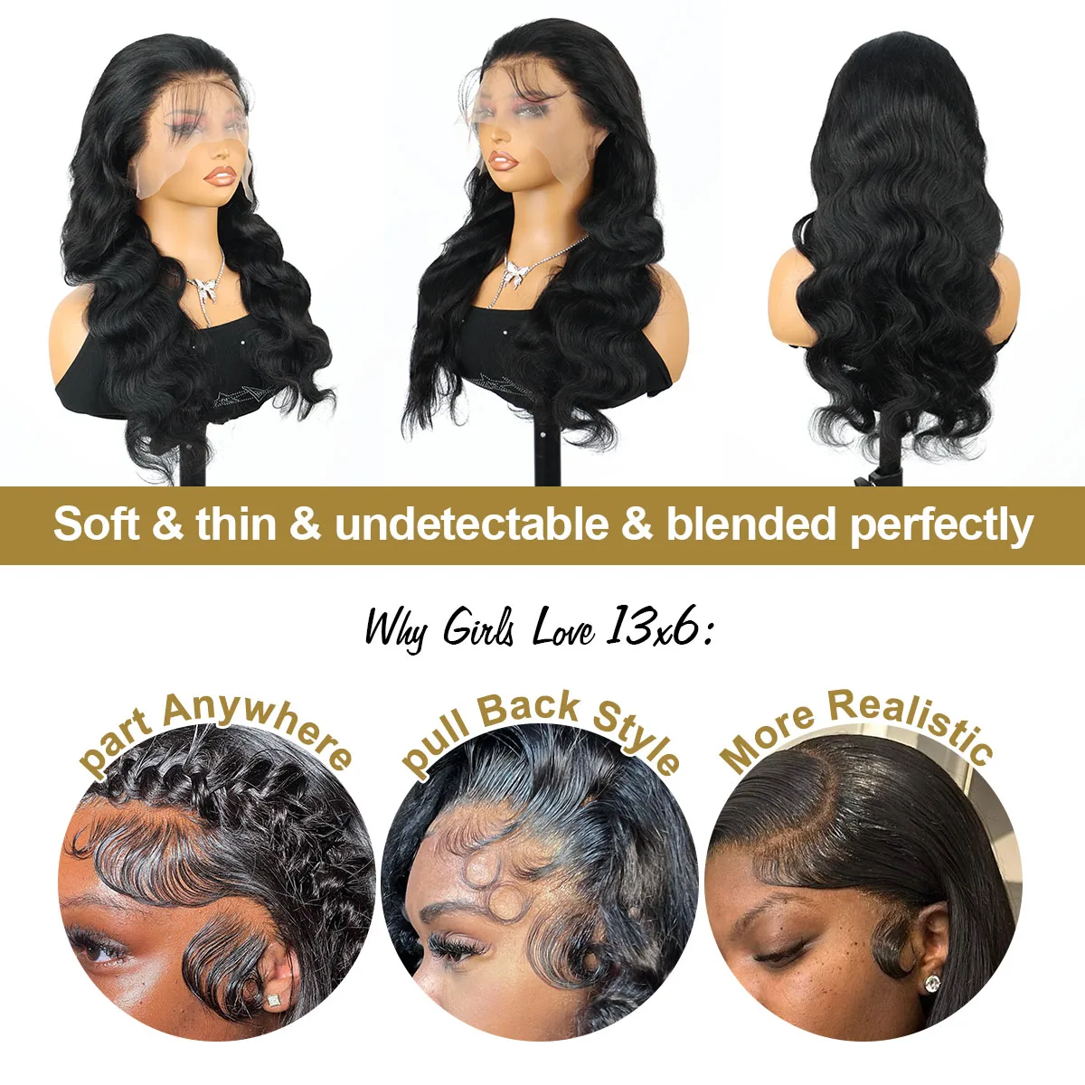 40 42 بوصة 100% الخام الجسم موجة خصلات الشعر المستعار الإنسان HD الدانتيل شعر مستعار أمامي أسود قبل قطعها 13x6 الرطب والمموج الدانتيل شعر مستعار أمامي شعر الإنسان