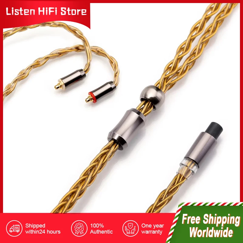 Kinera Gleipnir 6N OCC Gold Plated Earphone Upgrade Cable With 2.5/3.5/4.4mm Plugs 0.78 2pin MMCX Iem Cable For Wired Headphones