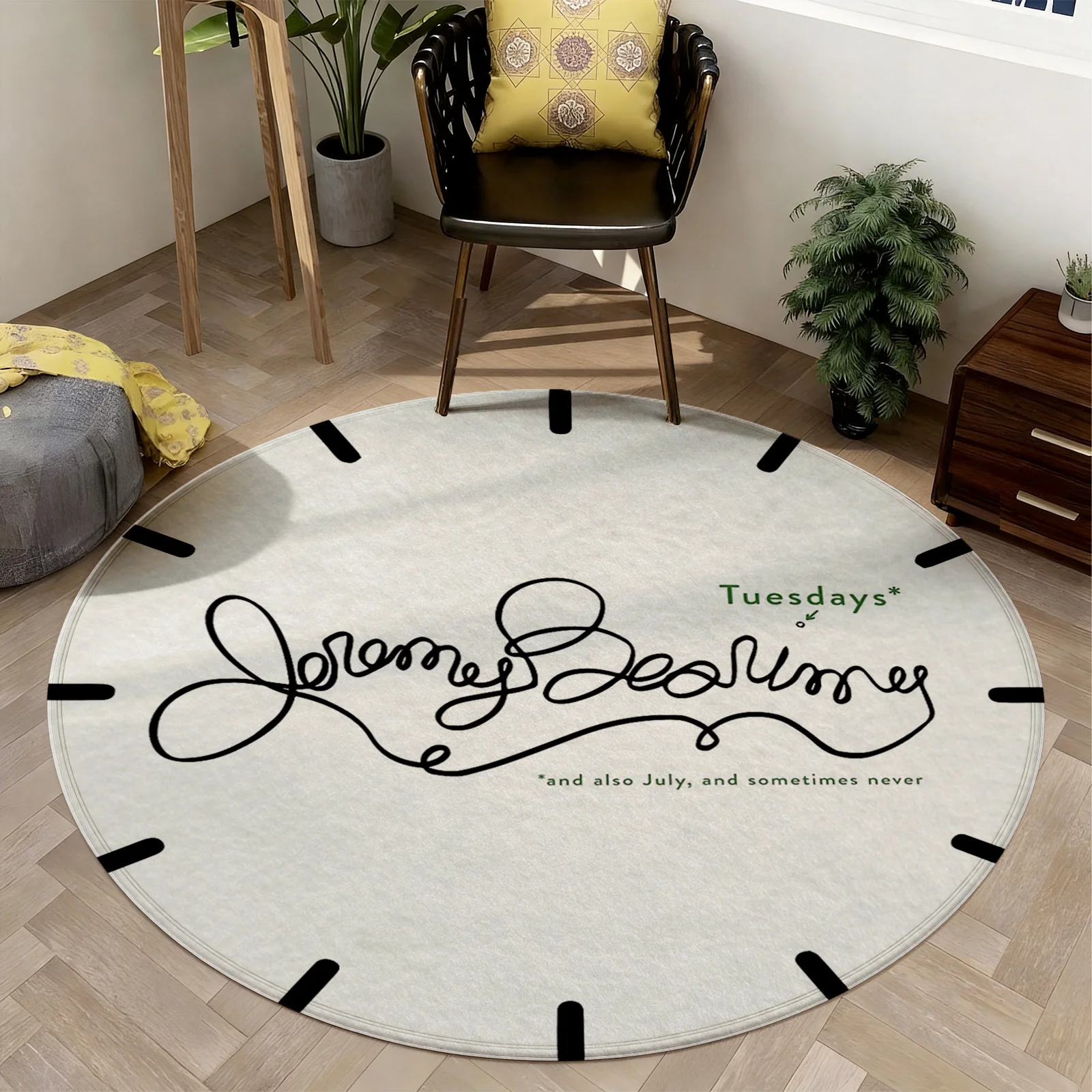 Decorative Boho Round Script Area Rug for Boho Living Room Decor Literary Journey Carpet Mat Minimalist Modern Scandinavian Nurs