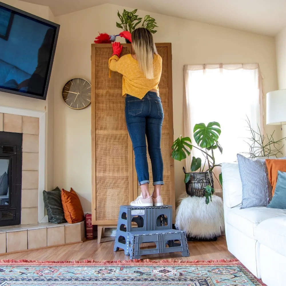 Taburete plegable ajustable para todas las edades: escalera portátil y plegable para uso doméstico