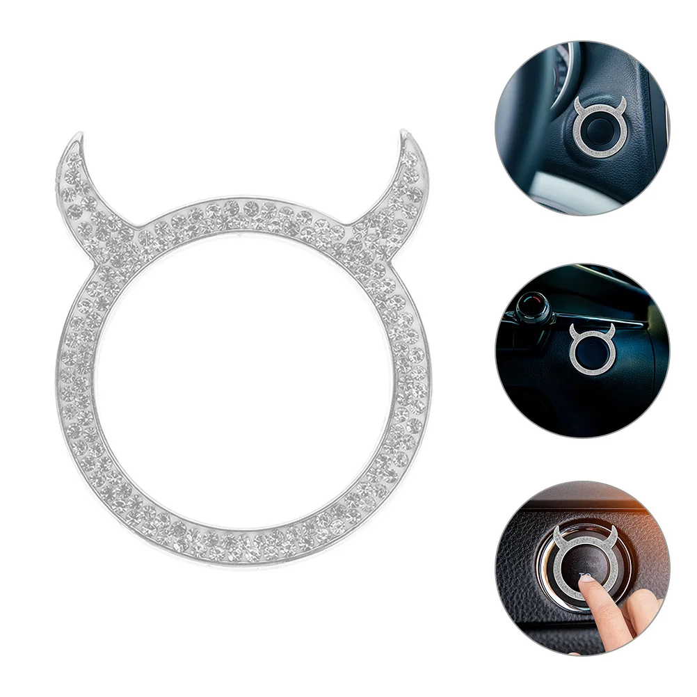 

Push Cover Rhinestone Start Stop Decoration Ring Car Start Button Ignition Interior Accessories Durable Zinc Alloy Easy