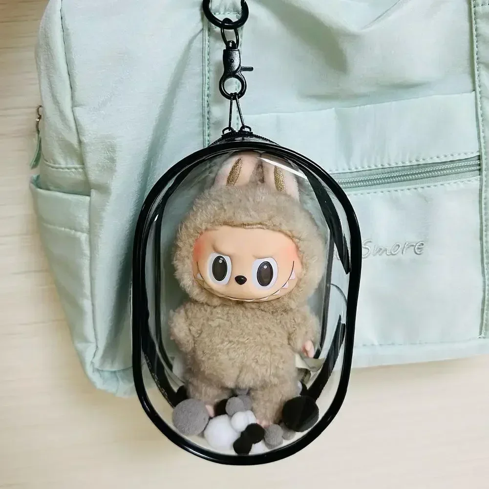 11.5x6.5x17.2cm Doll Bag for Labubu Cotton Doll Out Bag 15cm Plush Doll Dust Drying Transparent Doll Bag PVC Doll Accessories