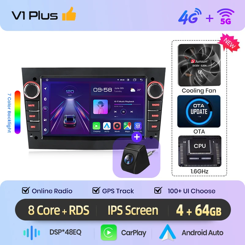 Junsun 7 inch Android autoradio voor Opel Astra H G J Zafira B Corsa C D Antara Vectra Vivaro CarPlay Auto IPS scherm stereo multimediaspeler automotive slimme intelligente systemen 2 Din autoradio