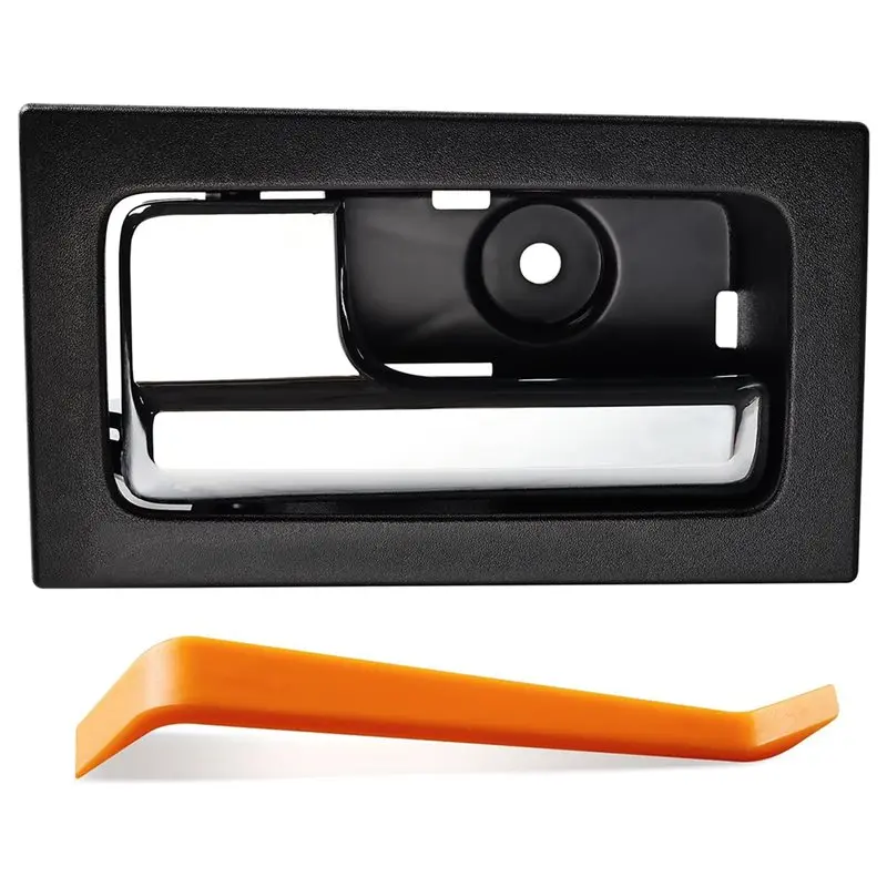 Leading-Front Rear Left Interior Door Handle For Ford F150 2009-2014- Chrome Lever With Black Housing Trim Tool Included