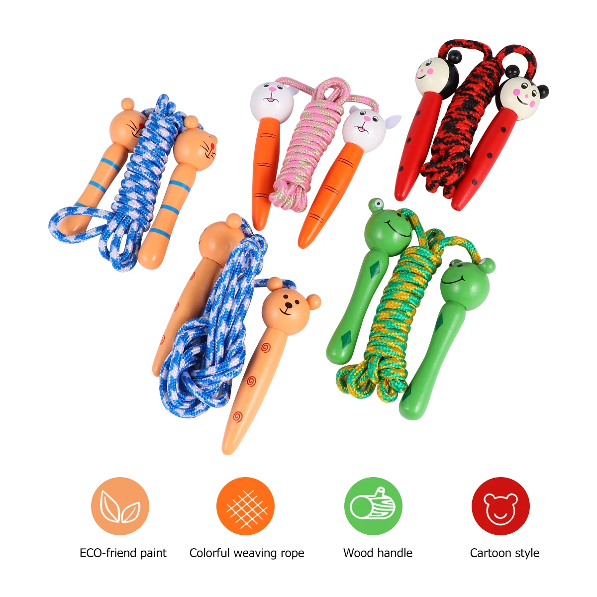 

Wooden Handle Skipping For Cartoon Jump Rope Lightweight Portable Exercise Equipment Ergonomic Durable Fitness Sport