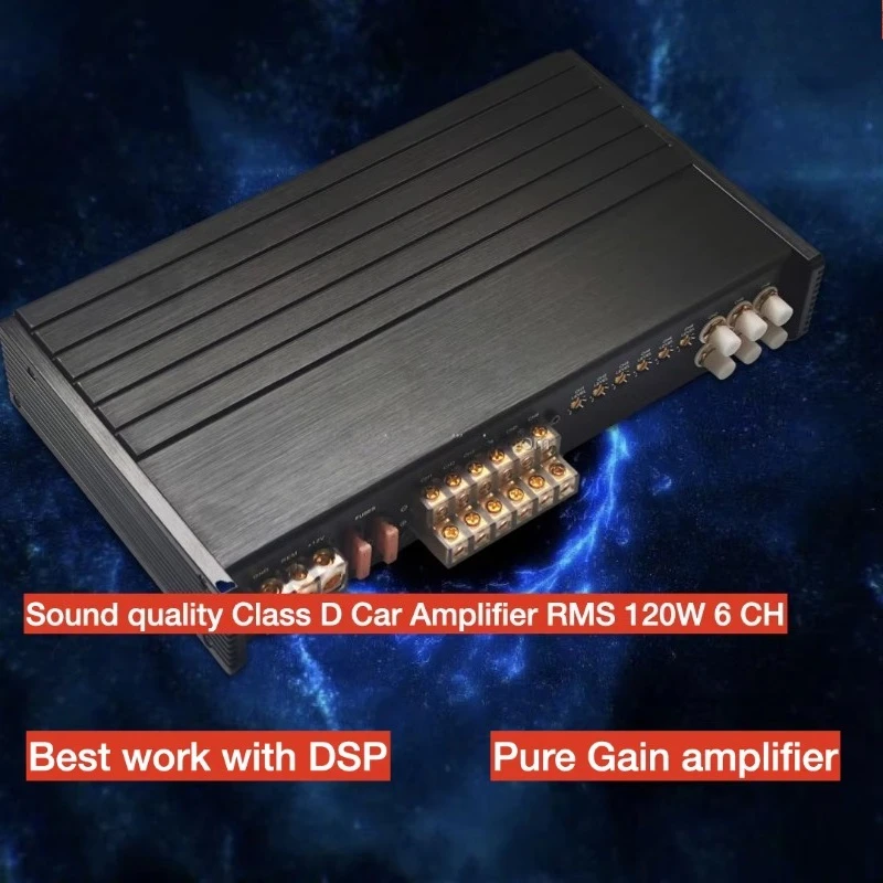 SQ Car Subwoofer Speaker Amplifier 6CH RMS 120W DSP Gain Amplifier Full Range Peak 6800W 6 Channels Car Amplifier Class AB