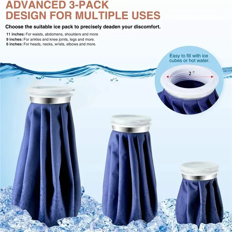 3Pcs Ice Bag Reusable Fixing Band Bandage Medical Cold Pack Hot Water Bag Injuries Pain Relief Ice Pack Wrap Protector