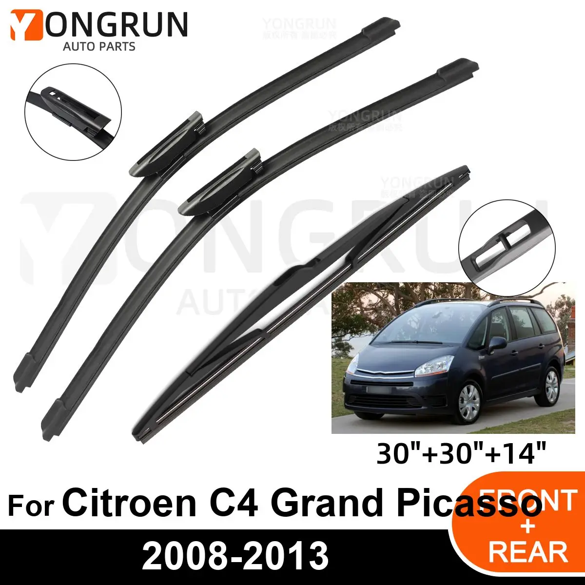 Car Windshield Windscreen Front Rear Wiper Blade Rubber Accessories For Citroen C4 Grand Picasso / C4 Picasso MK1  2008-2013