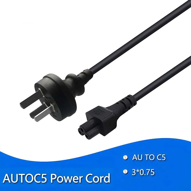 2PCS AU Australian Plug to C5 Clover Leaf Power Cord 3×0.75mm², Portable AC Cable for Notebook Laptop Power Adapter