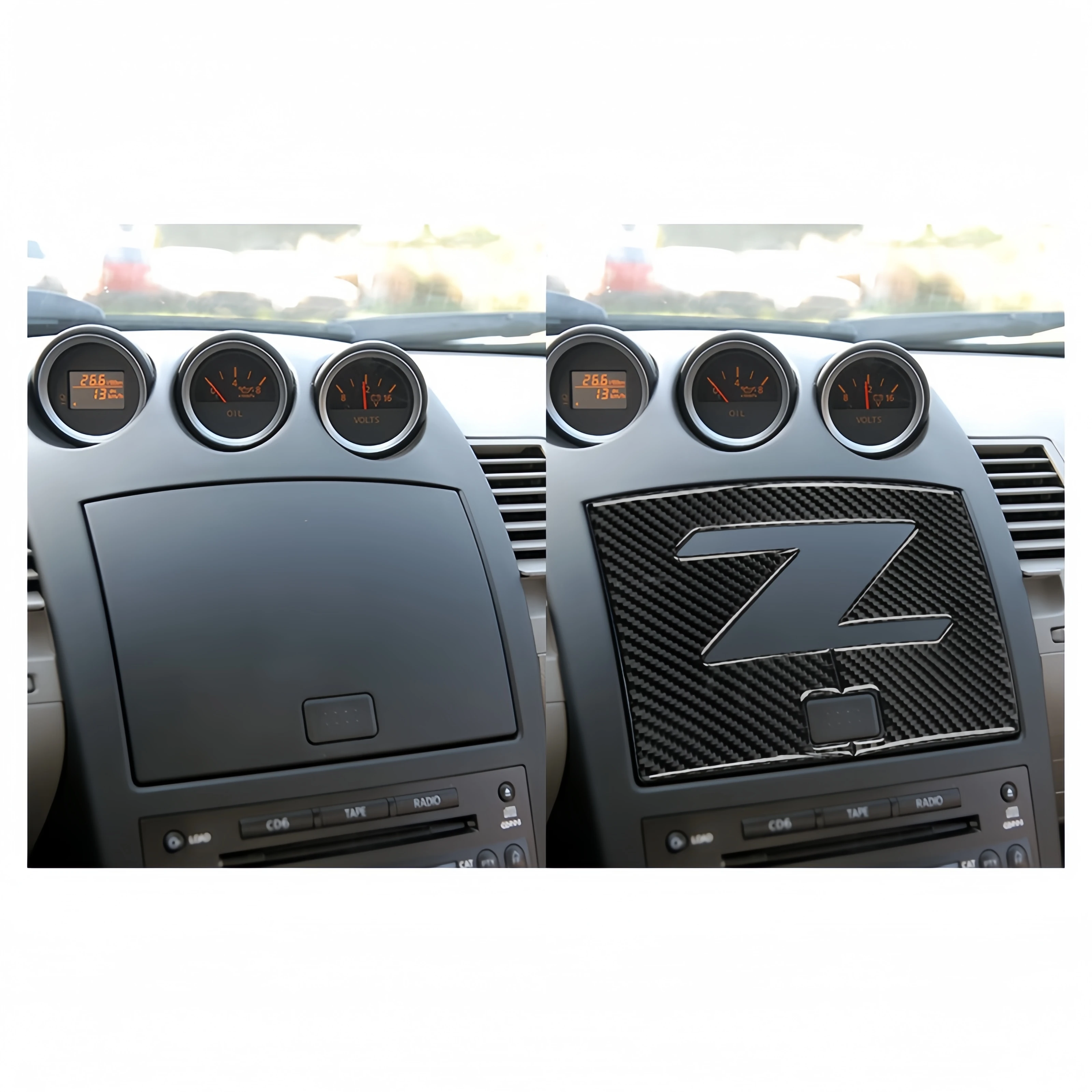 For Nissan 350Z 2003-2009 Carbon Fiber Car Central Control Navigation Screen Panel Decorative Cover Trim Sticker Accessories