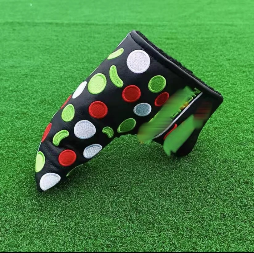 Outdoor training golf club, black PU plush golf club cover with high quality floral embroidery, free shipping