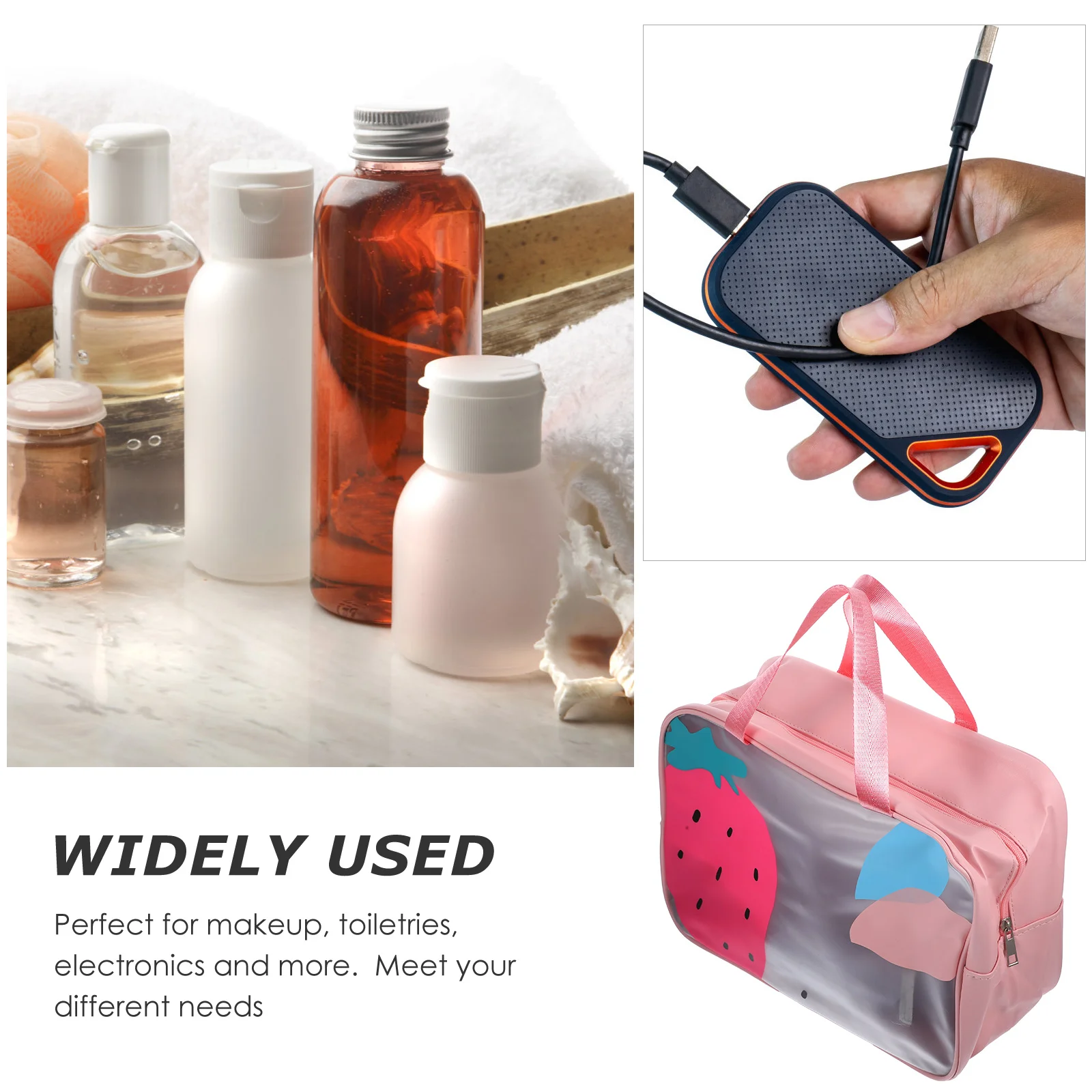 Makeup Storage Bag Waterproof Travel Organizer Lightweight Handle Bag for Clothes Shoes Toiletries Gym Vacation Hiking