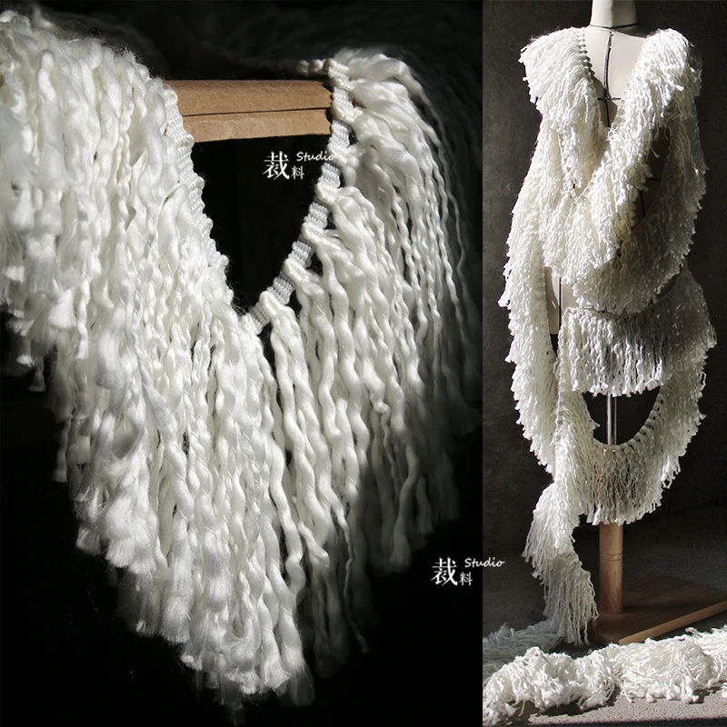 

Coarse Yarn Lace Original Tassel Wave Wool Coat Handmade DIY Decoration Exaggerated Clothing Designer Accessories