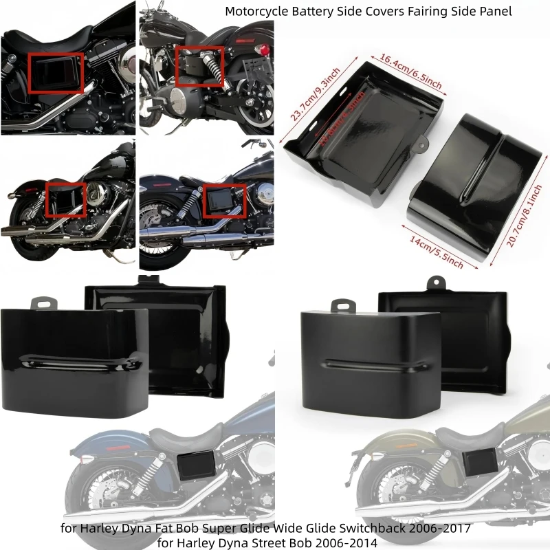 

for Harley Davidson Dyna Fat Bob Super Glide Wide Glide Switchback 2006-2017 Motorcycle Battery Side Covers Fairing Side Panel