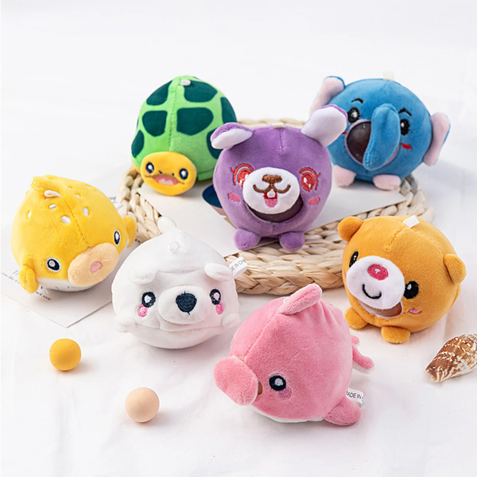 Plush Animal Unzip Toys Stress Squeeze Toys Vent Ball Decompression Doll Toy Keychain Pendant Squeeze Ball