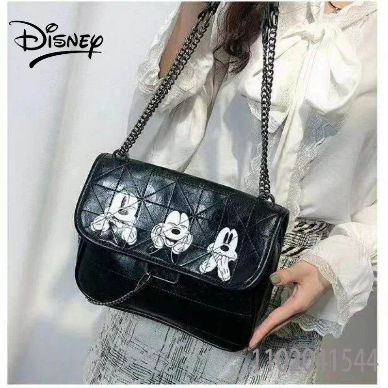 Disney Women\'s Bag Mickey Mouse Large Capacity PU Soft Leather Shoulder Bag for Girl Kids Men Wallet Purse