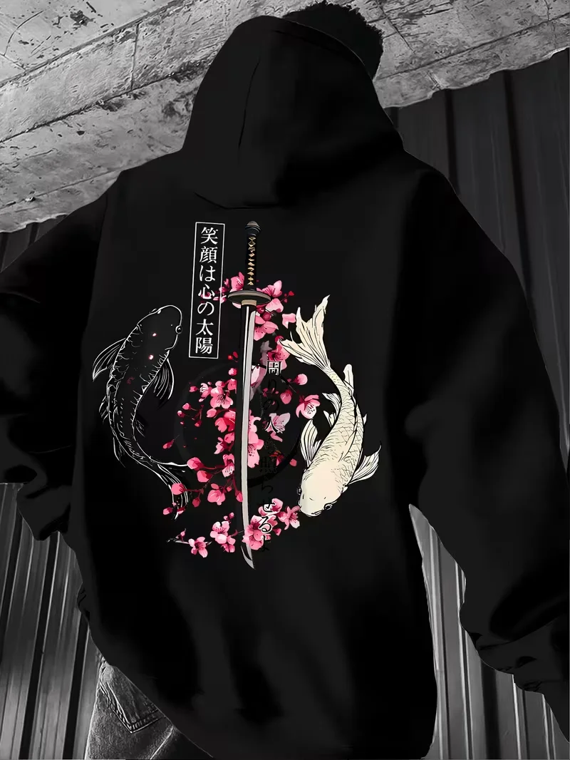 Man's Kangaroo Pocket with Modern Minimalist Print Design, Micro Elastic Fabric, Sports Shirt with Casual and Comfortable Hoodie