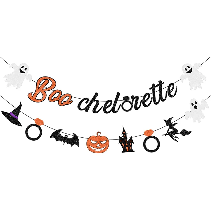 

Cheereveal Halloween Spooky Bachelorette Banner Glitter Halloween Boochelorette Party Decorations for Bridal Shower Party Decor