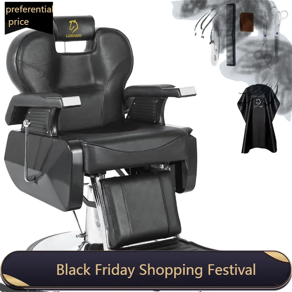 

Barber Chair Hydraulic Reclining Styling Hair Chair 360 Degrees Rolling Swivel Barber Chairs for Barbershop Hair Salon Black