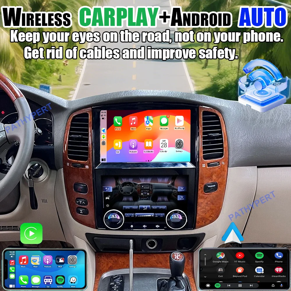 10 + 10 بوصة أندرويد 13 لتويوتا لاند كروزر 100 LC100 2003-2007 مشغل الوسائط المتعددة للسيارة راديو 2 Din Auto لاسلكي Carplay GPS DSP #3