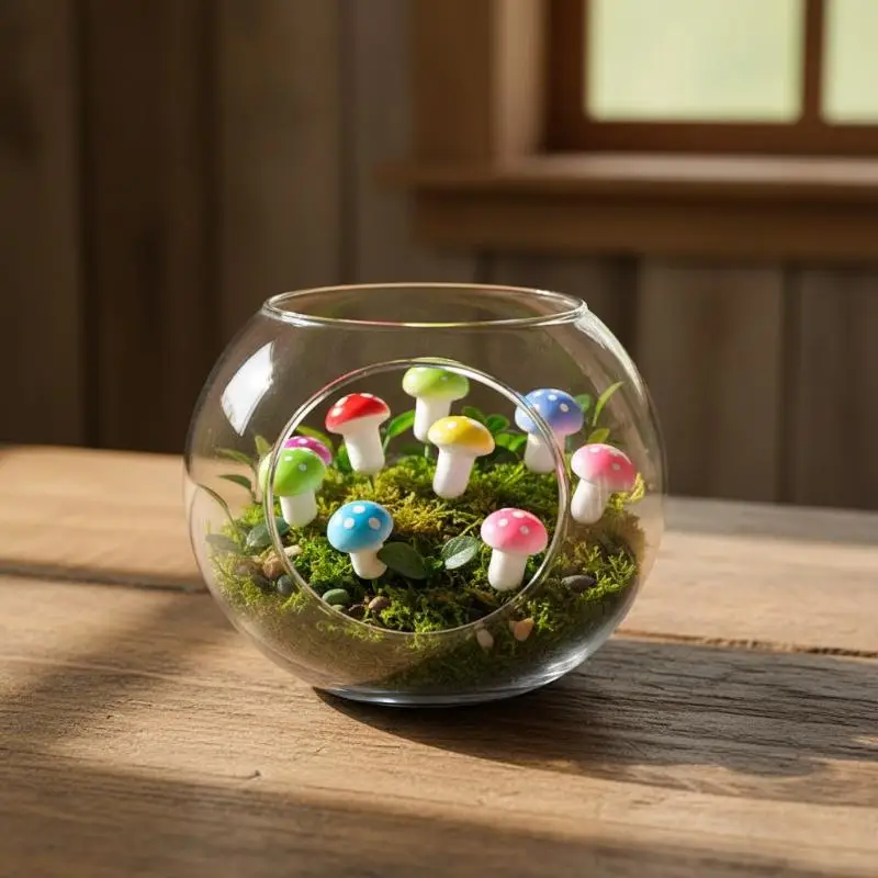 Mini Foam Mushrooms 50Pcs in Multiple Colors for Indoor Plant and Craft Decor