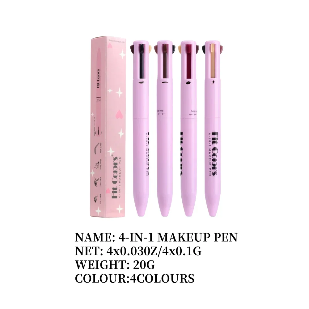 Fit สี 4-In-1 ปากกาแต่งหน้าแบบพกพา Lip Liner Eyeliner Highlighter Brow Liner Eye Shadow & Liner ผสม