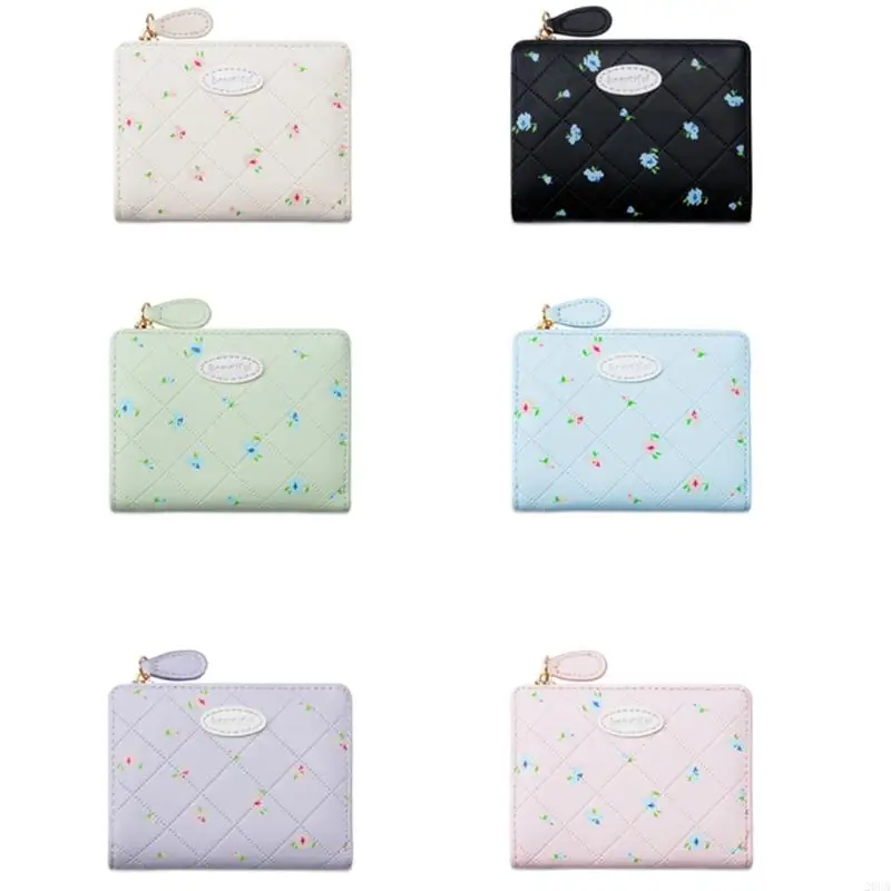 

Lovely Coin Purse for Girl PU Leather Coin Bag Flower Print Wallet Short Purse Bifold Wallet Stylish Change Purse 20CA