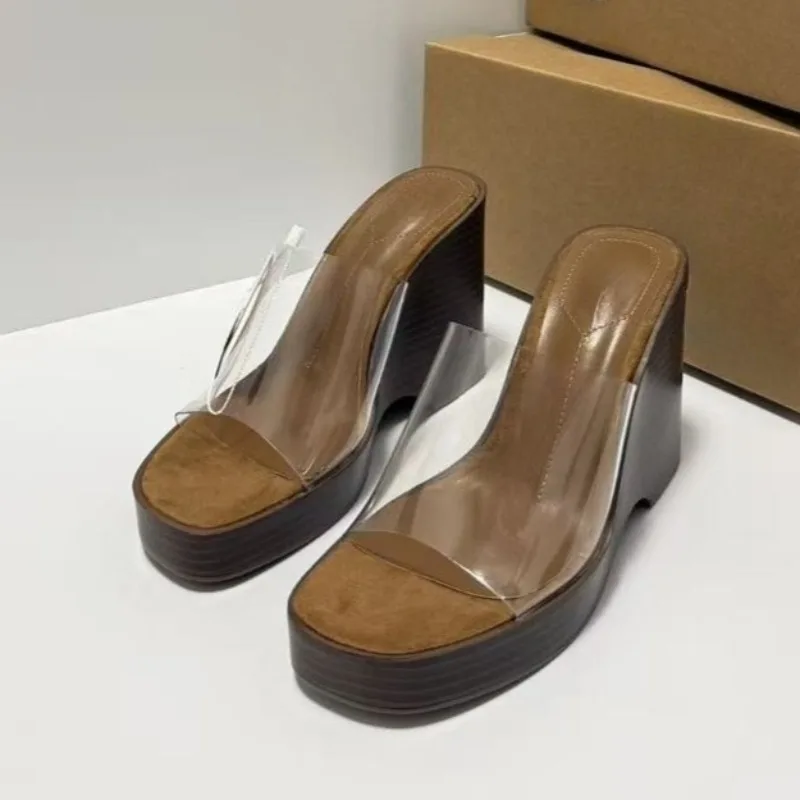 Chunky Platform Women High Heels Sandals Sexy Transparent PVC Open Toe Fashion Wedge Footwear Summer Daily Ladies Party Shoes view 2