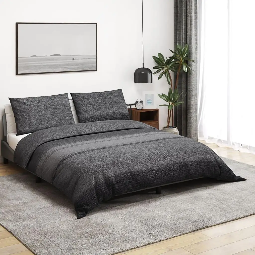 Duvet Cover Set Dark Grey 140x200 cm Cotton