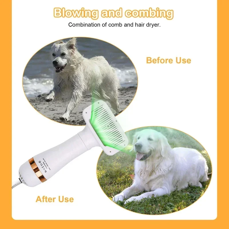 2-In-1 Pet Dog Dryer Quiet Dog Hair Dryers and Comb Brush Grooming Kitten Cat Hair Comb Puppy Fur Blower Adjustable Temprature