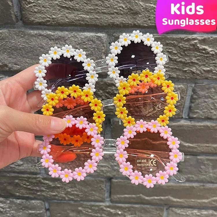 

Girls Cute Flower Sunglasses Hipster Kids Sunflower Glasses Sunglasses Out of Spring Outing Sunshade Glasses 1-6 Years Old