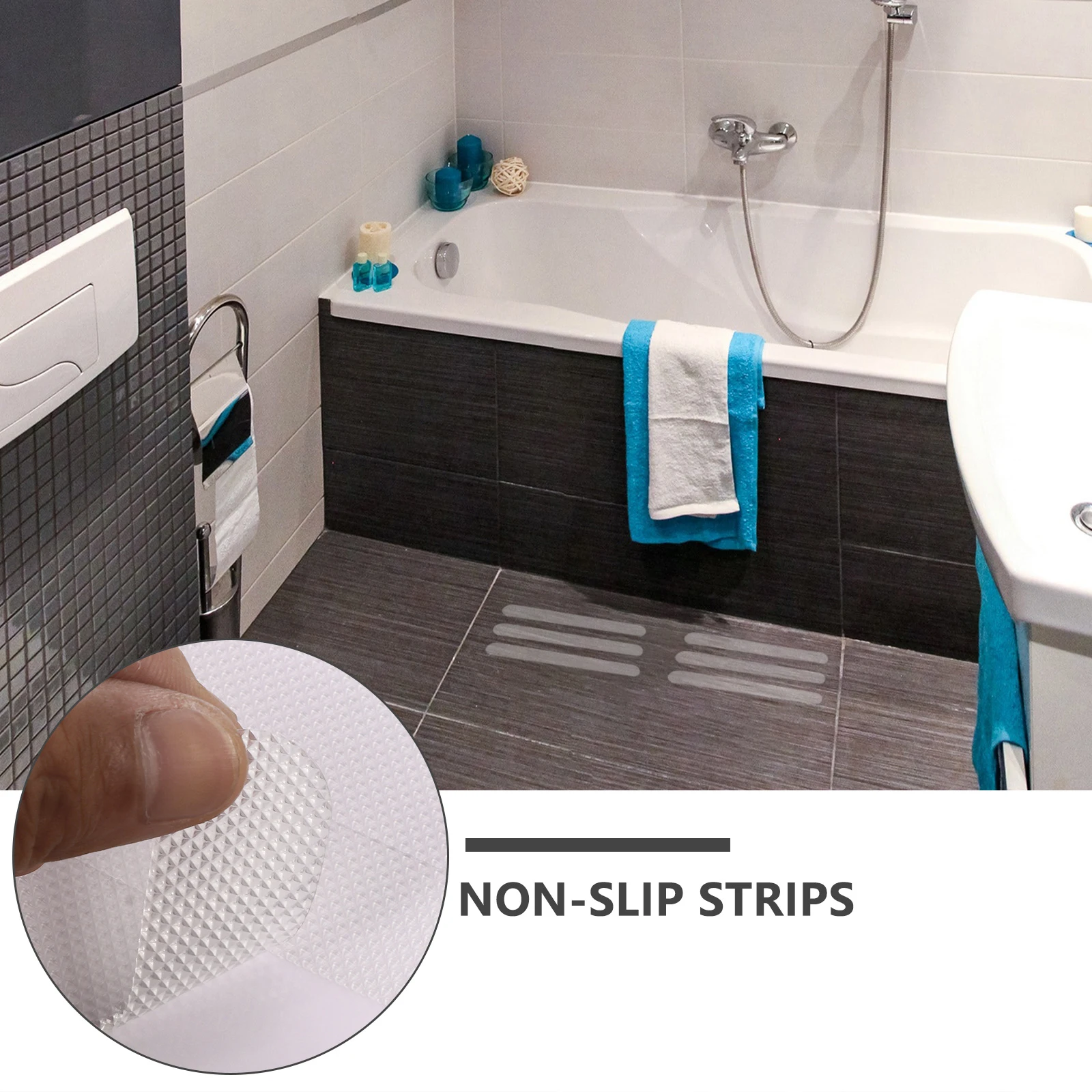

24 Pcs Non Slip Tape Anti Skid Strips White Bath Tub Safety Stickers for Shower Kitchen Floor Bathroom Balcony Doorway PEVA