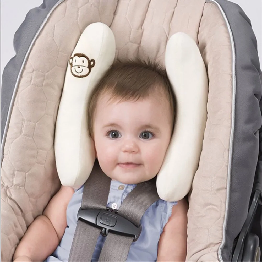 Infant Stroller Neck Pillow Banana Car Seat Head Protector Pillow, Baby Stroller Sleeping Neck Support Pillow, Cartoon Flower