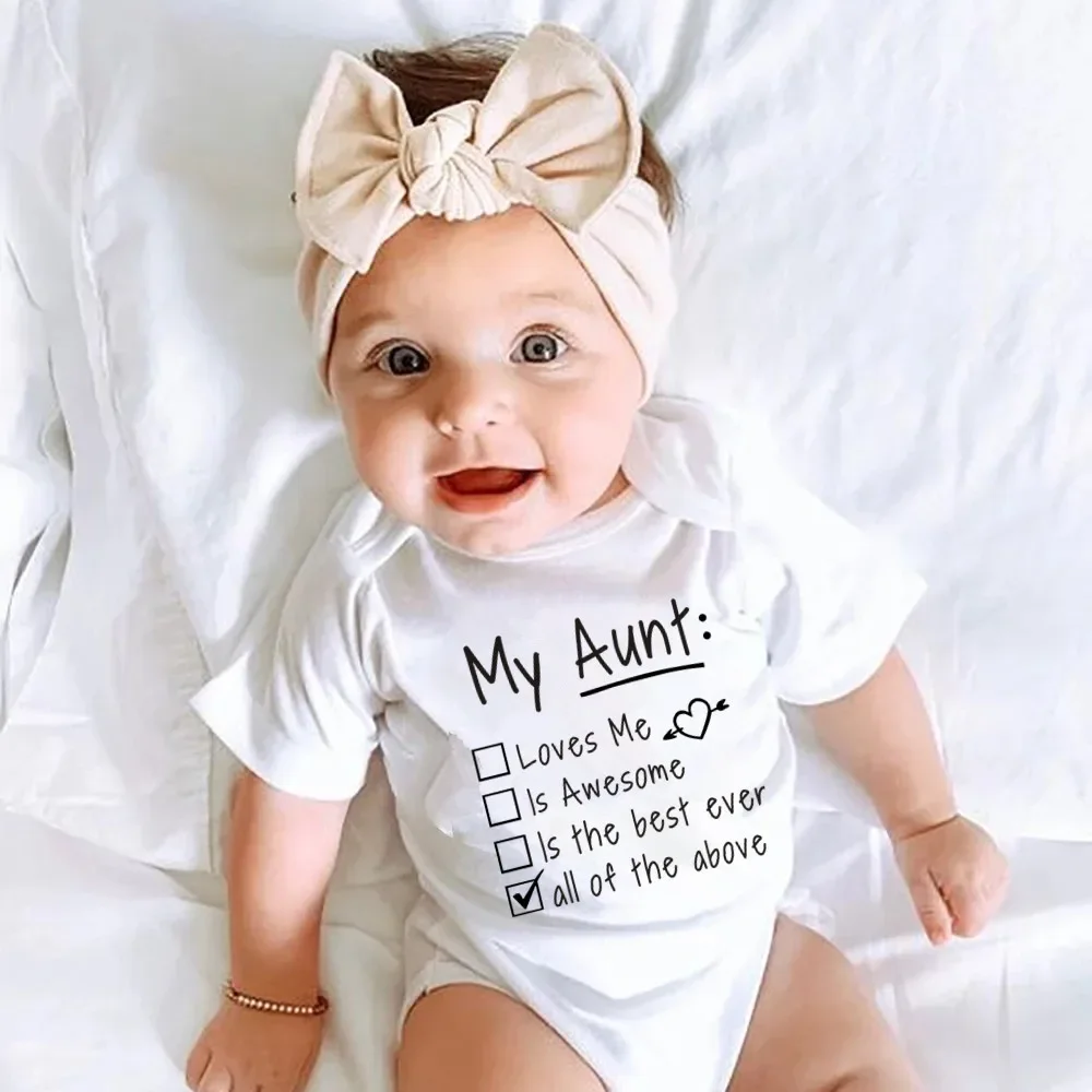 My Aunt Is the Best Print Baby Onesie Cute Letter Printed Bodysuit Newborn Clothes Boy Girl Romper
