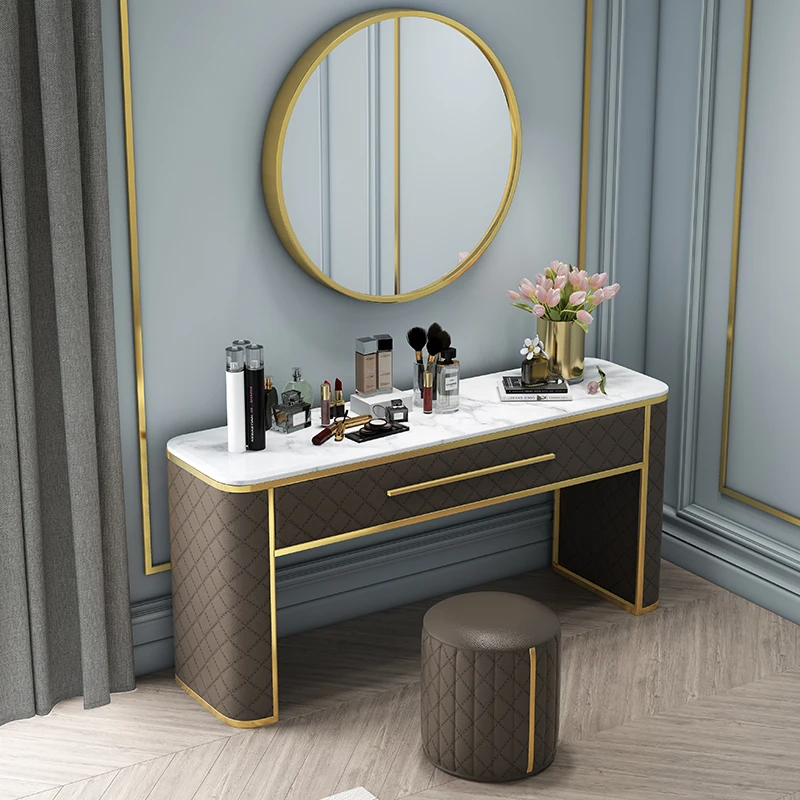 

Modern simple dresser household marble makeup small apartment light luxury master bedroom desk