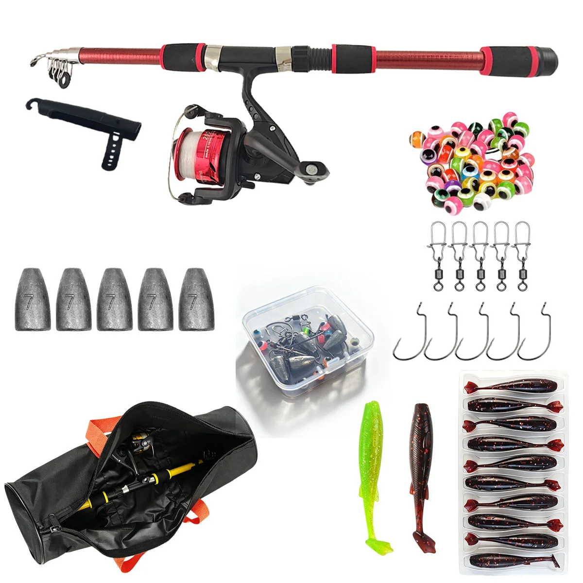 1.8m Telescopic Fishing Rod Set, Portable Carp Spinning Fish