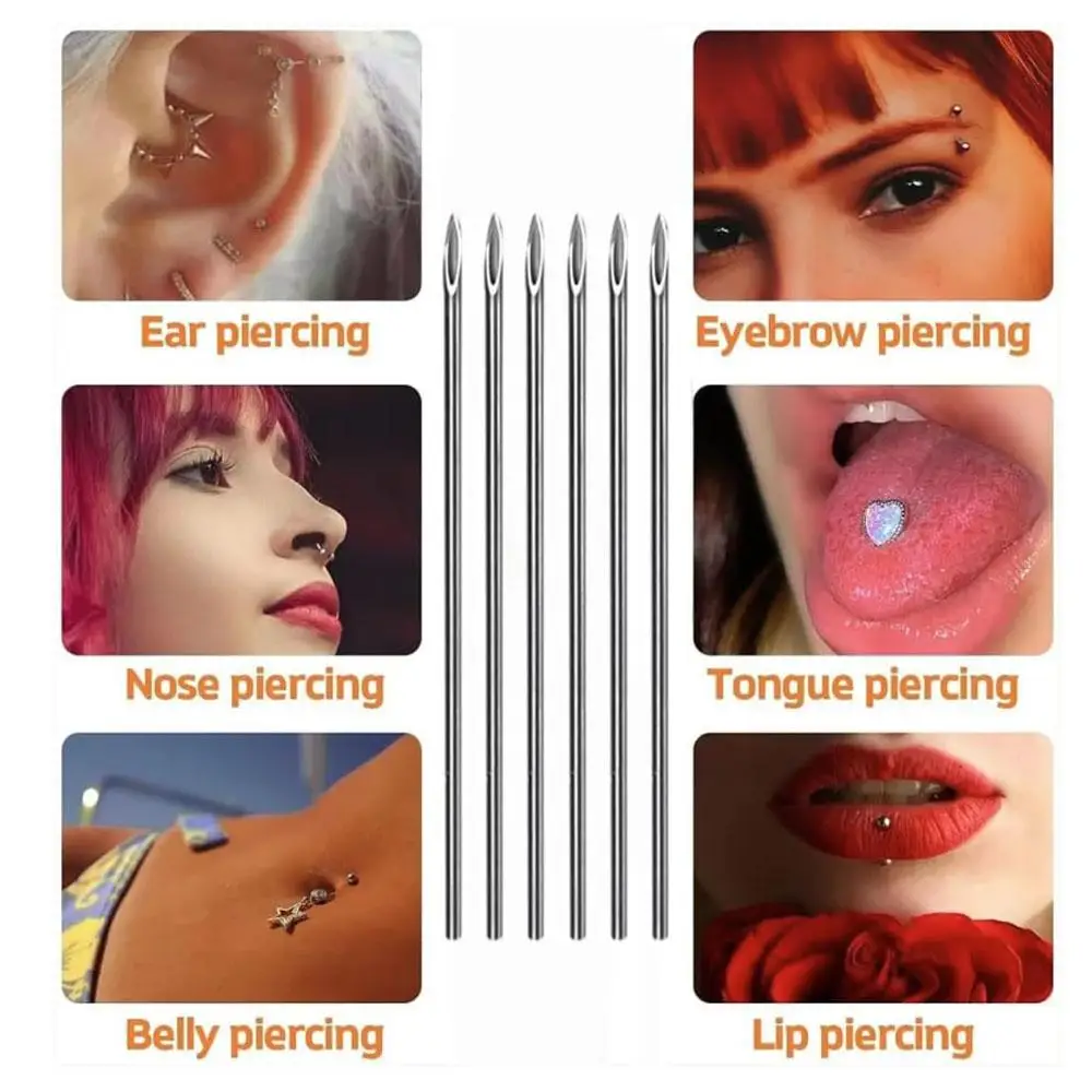 10/50Pcs Body Piercing Needles Sterile Disposable Surgical Steel Needle For Ear Nose Navel Nipple Lip Tongue Piercing Supplies