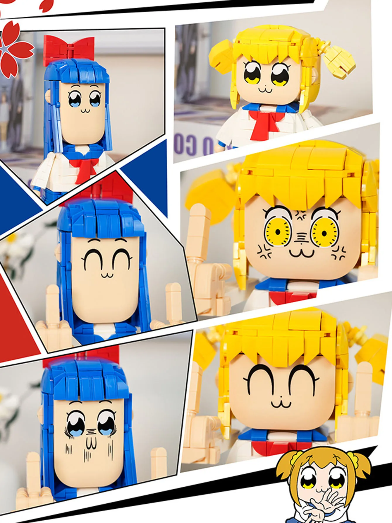 MOC Anime POP TEAM EPIC Figures Model Toy Popuko Pipimi Building Blocks Assemble DIY Bricks Toys Collection Gifts for Kid Girl