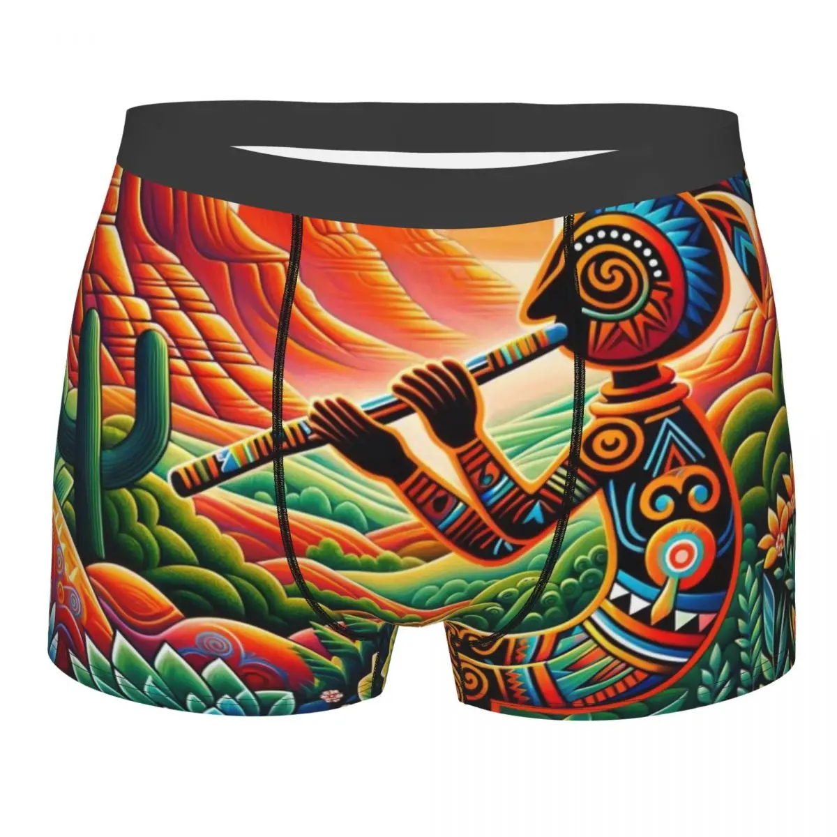 Custom Male Sexy Kokopelli The Flute Player Underwear Boxer Briefs Men Stretch Shorts Underpants