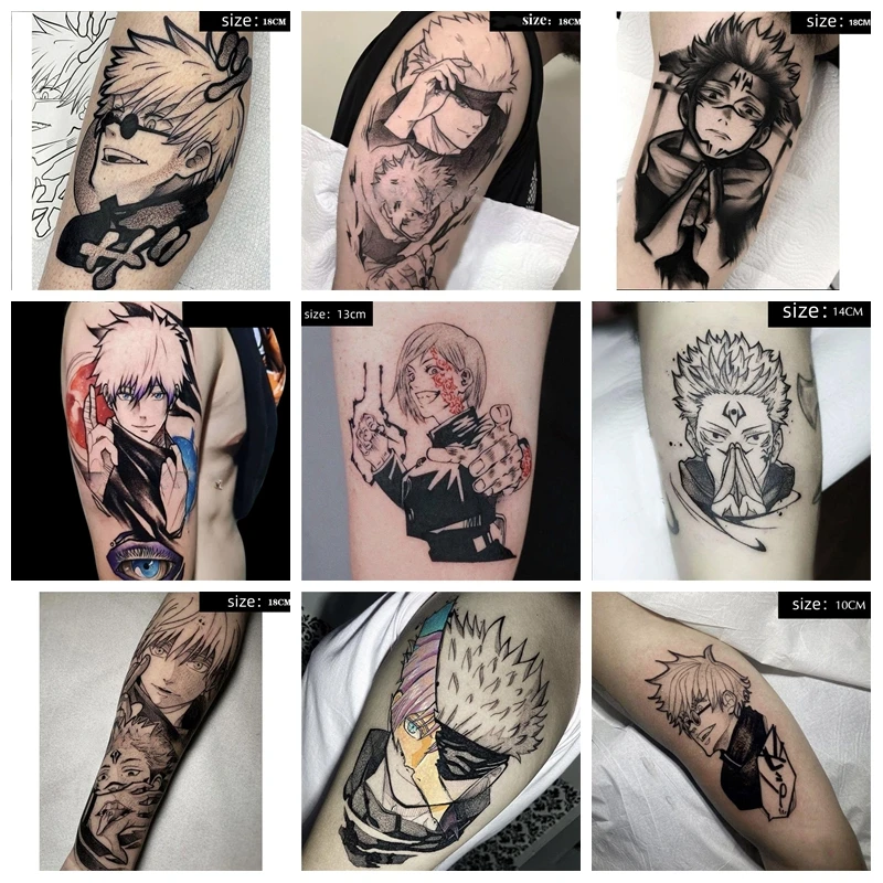 

Jujutsu Kaisen Temporary Tattoo Sticker Anime Gojo Satoru Black Cool Waterproof Fake Tattoo Cartoon Body Art Tatoo for Woman Man