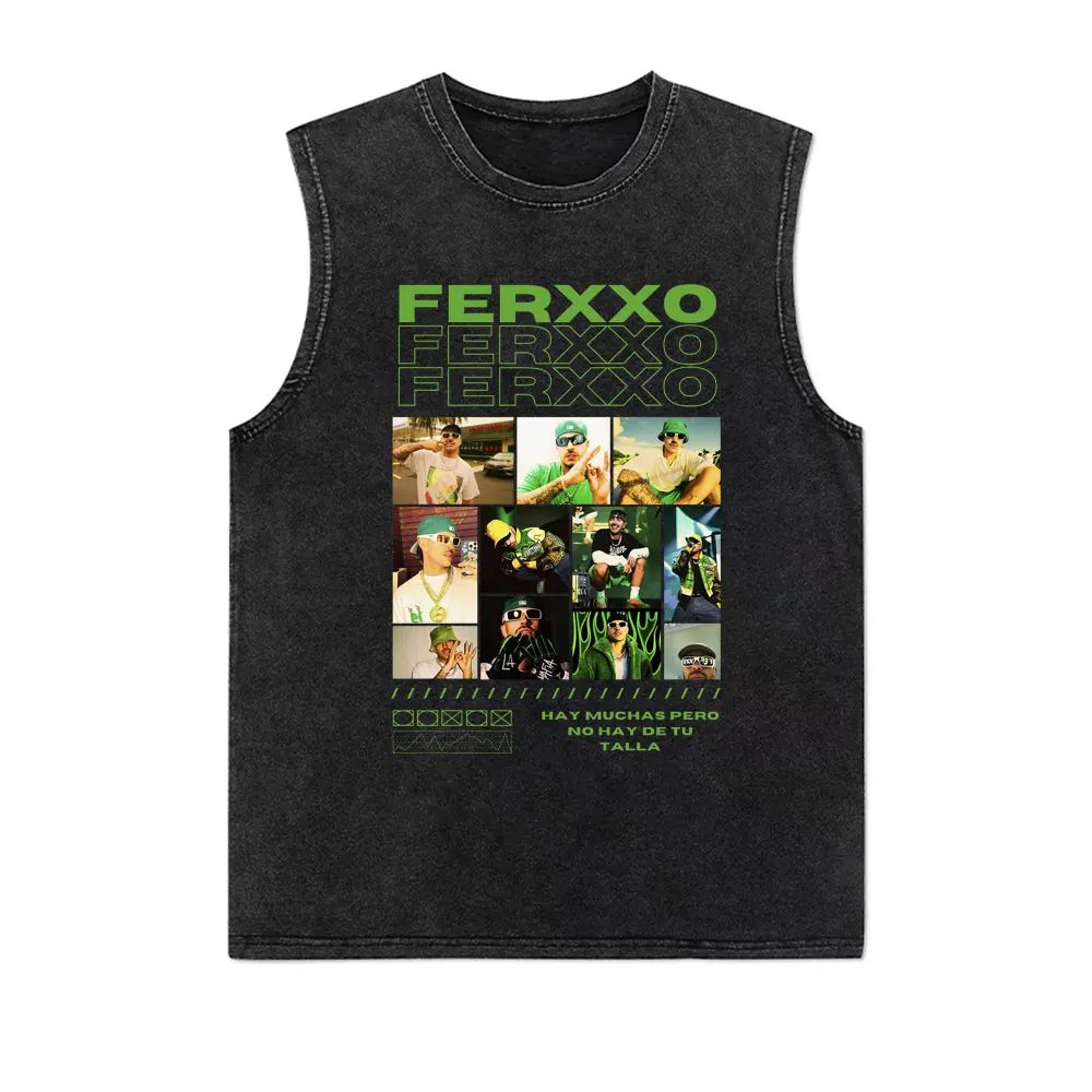 Feid Ferxxo Ferxxocalipis Tour 2024 워싱 빈티지 탱크 탑 티셔츠, 남성 여성 힙합 오버사이즈 조끼, 남성 반팔 티셔츠